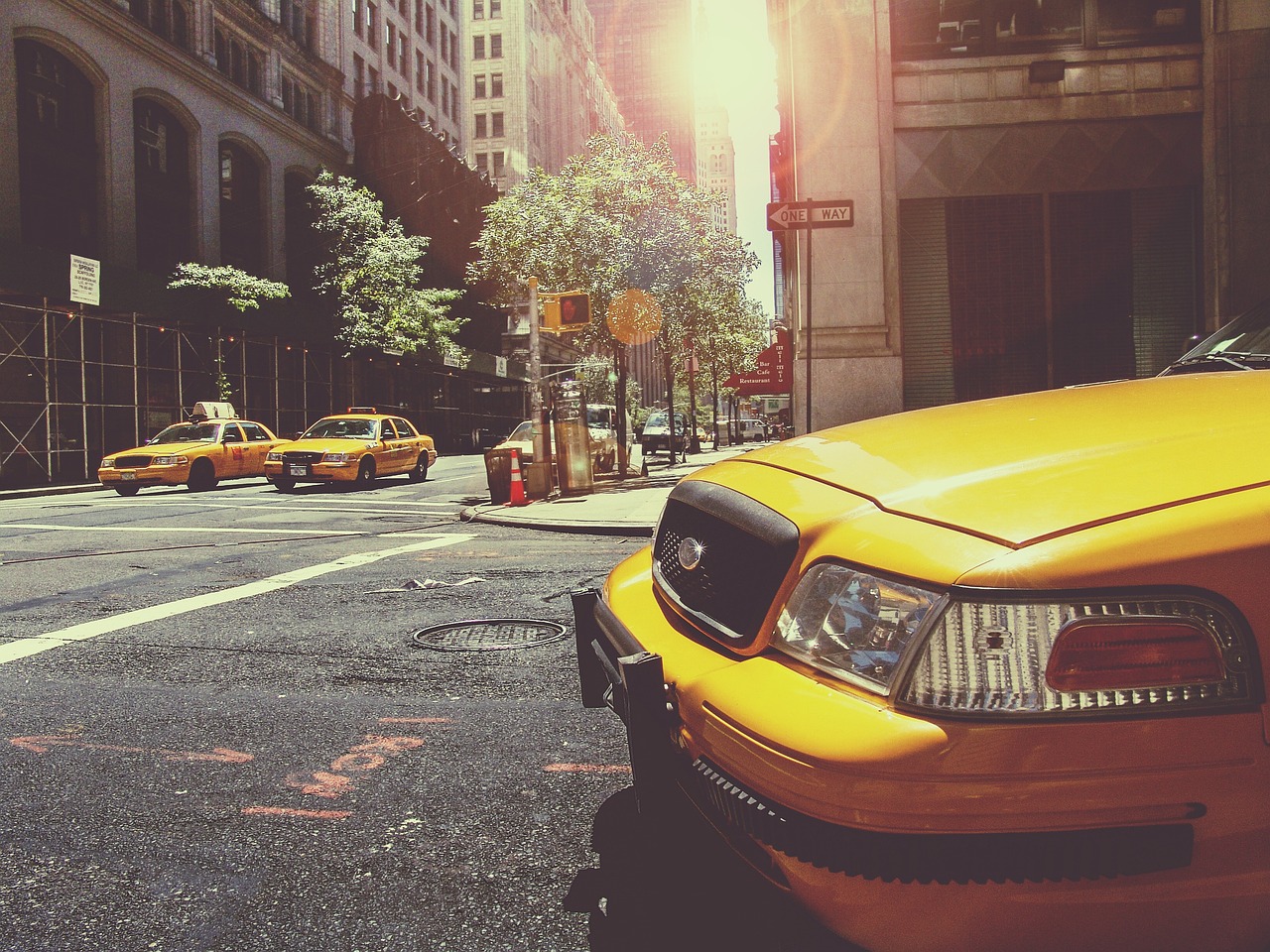 taxi city street car